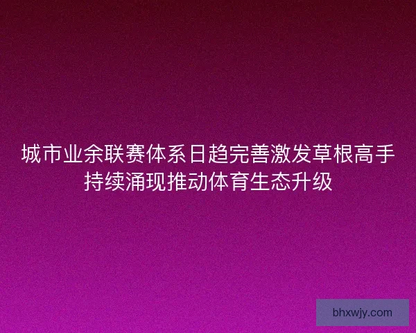 城市业余联赛体系日趋完善激发草根高手持续涌现推动体育生态升级